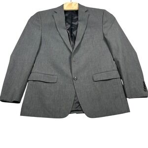 Chaps Mens Suit Jacket Blazer 40R Gray Stretch Two Button Notch Lapel 40 R FLAW